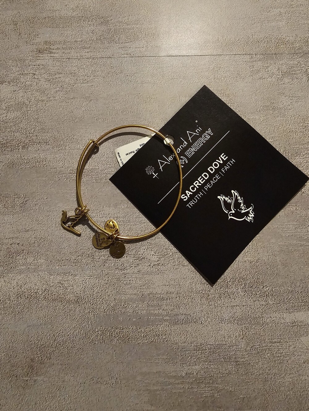 Alex and Ani Gold Sacred Dove Charm Bangle Bracelet